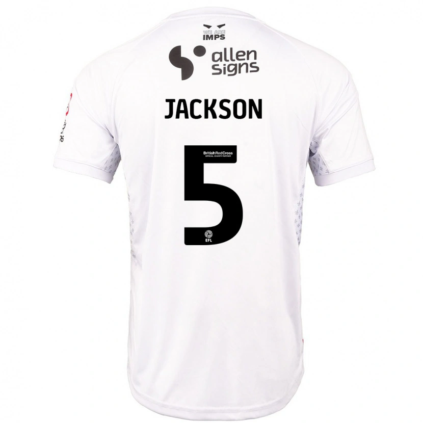 Danxen Hombre Camiseta Adam Jackson #5 Rojo Blanco 2ª Equipación 2024/25 La Camisa