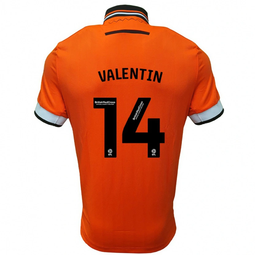 Danxen Hombre Camiseta Pol Valentín #14 Naranja Blanco 2ª Equipación 2024/25 La Camisa