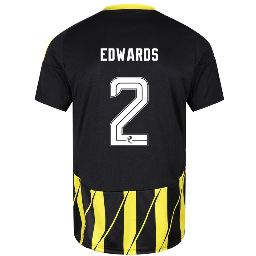 Danxen Hombre Camiseta Lois Edwards #2 Negro Amarillo 2ª Equipación 2024/25 La Camisa