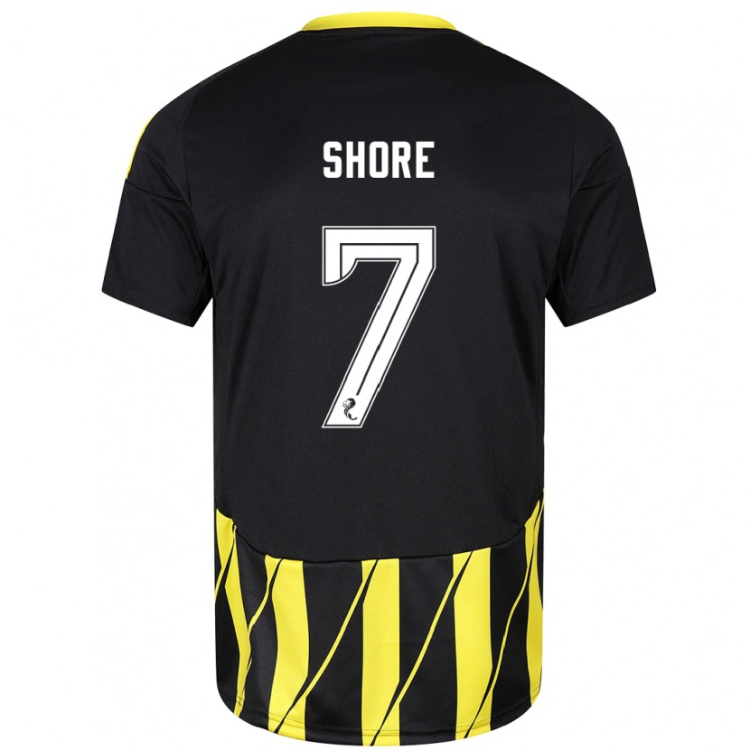 Danxen Hombre Camiseta Eilidh Shore #7 Negro Amarillo 2ª Equipación 2024/25 La Camisa