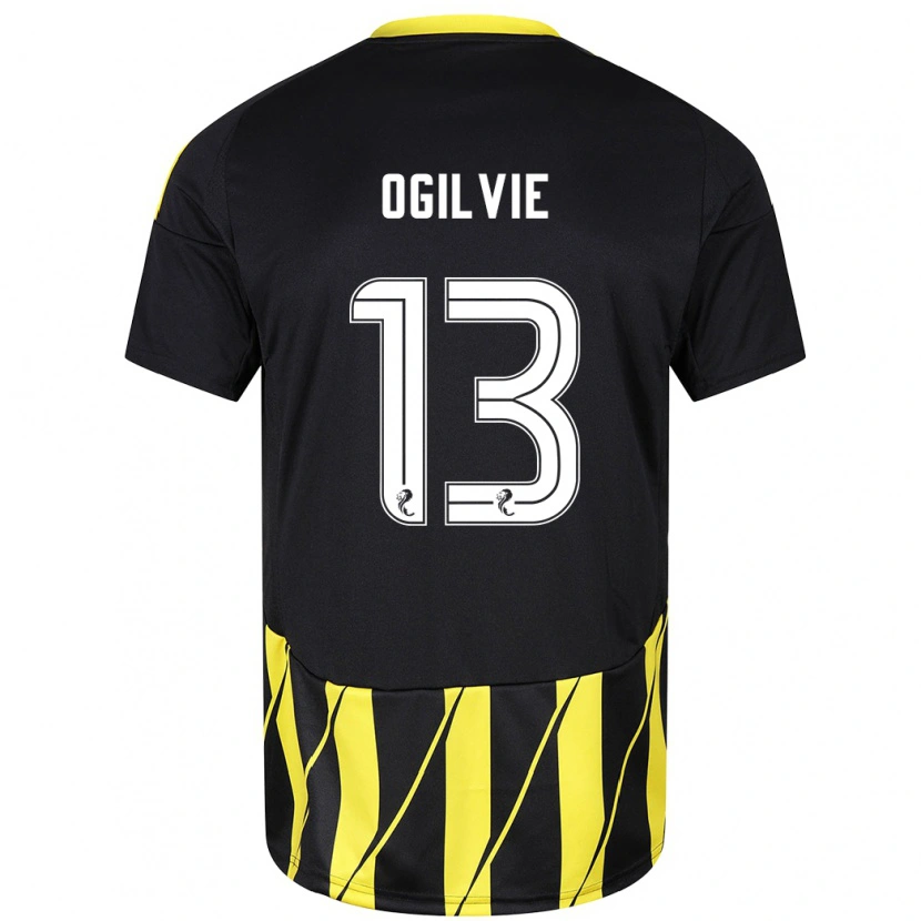 Danxen Hombre Camiseta Francesca Ogilvie #13 Negro Amarillo 2ª Equipación 2024/25 La Camisa