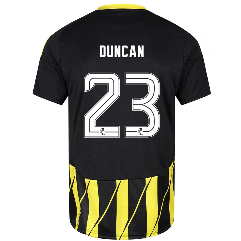 Danxen Hombre Camiseta Ryan Duncan #23 Negro Amarillo 2ª Equipación 2024/25 La Camisa