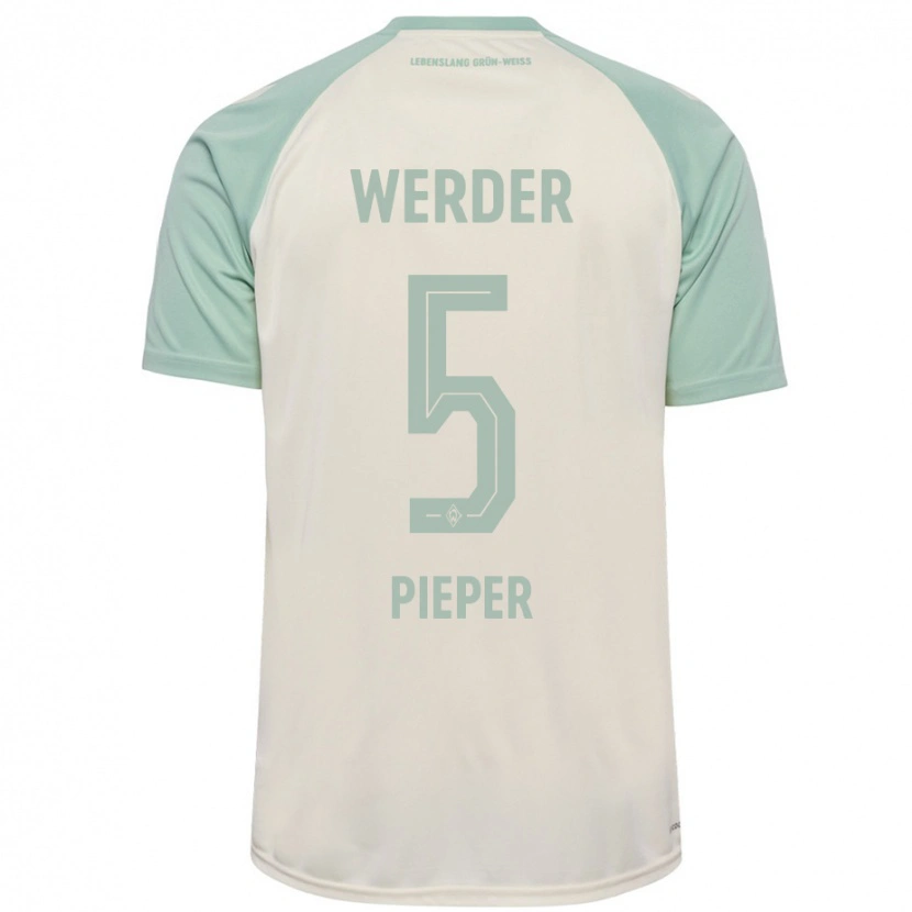 Danxen Hombre Camiseta Amos Pieper #5 Blanquecino Verde Claro 2ª Equipación 2024/25 La Camisa