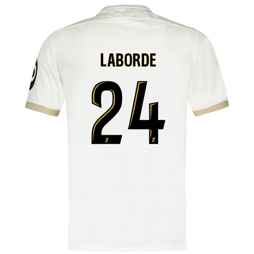 Danxen Hombre Camiseta Gaëtan Laborde #24 Blanco Dorado 2ª Equipación 2024/25 La Camisa