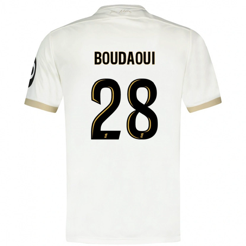 Danxen Hombre Camiseta Hicham Boudaoui #28 Blanco Dorado 2ª Equipación 2024/25 La Camisa