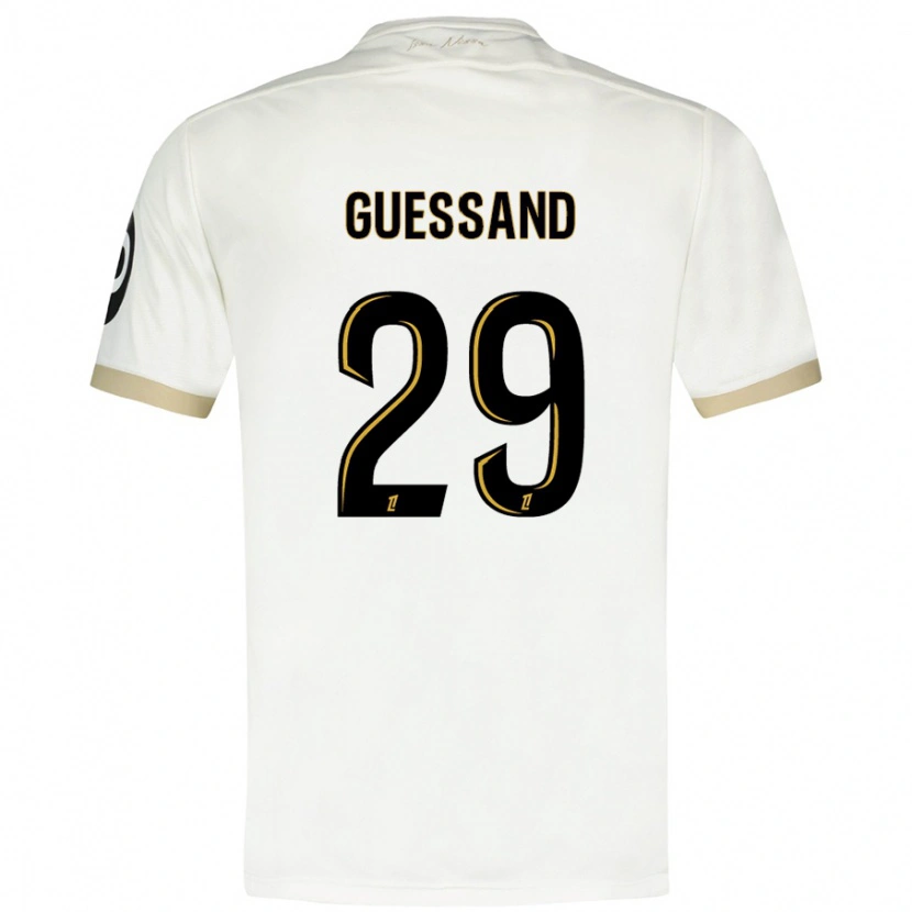 Danxen Hombre Camiseta Evann Guessand #29 Blanco Dorado 2ª Equipación 2024/25 La Camisa