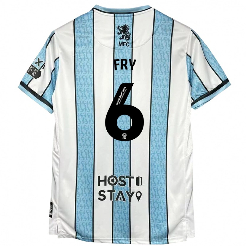 Danxen Hombre Camiseta Dael Fry #6 Blanco Azul 2ª Equipación 2024/25 La Camisa