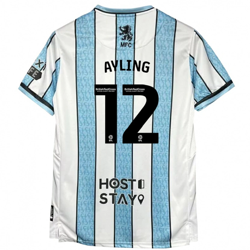 Danxen Hombre Camiseta Luke Ayling #12 Blanco Azul 2ª Equipación 2024/25 La Camisa