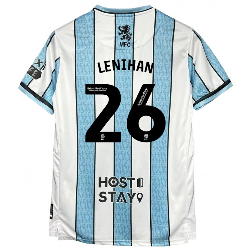 Danxen Hombre Camiseta Darragh Lenihan #26 Blanco Azul 2ª Equipación 2024/25 La Camisa