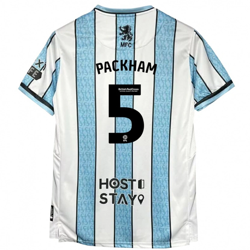 Danxen Hombre Camiseta Ellen Packham #5 Blanco Azul 2ª Equipación 2024/25 La Camisa