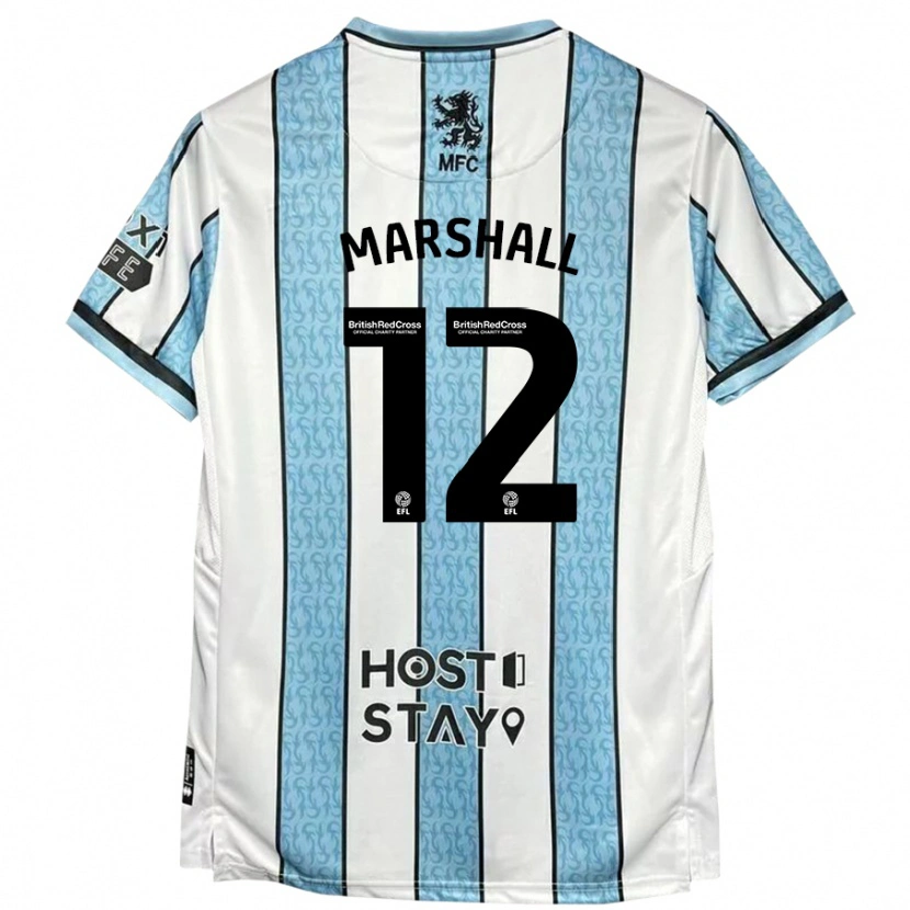 Danxen Hombre Camiseta Eve Marshall #12 Blanco Azul 2ª Equipación 2024/25 La Camisa