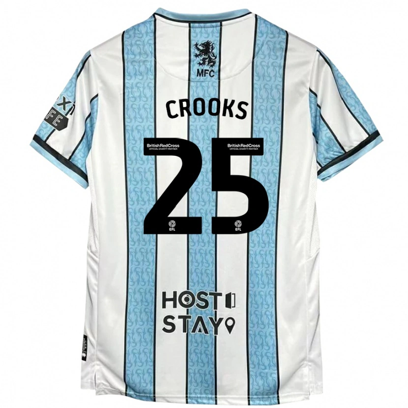 Danxen Hombre Camiseta Matt Crooks #25 Blanco Azul 2ª Equipación 2024/25 La Camisa