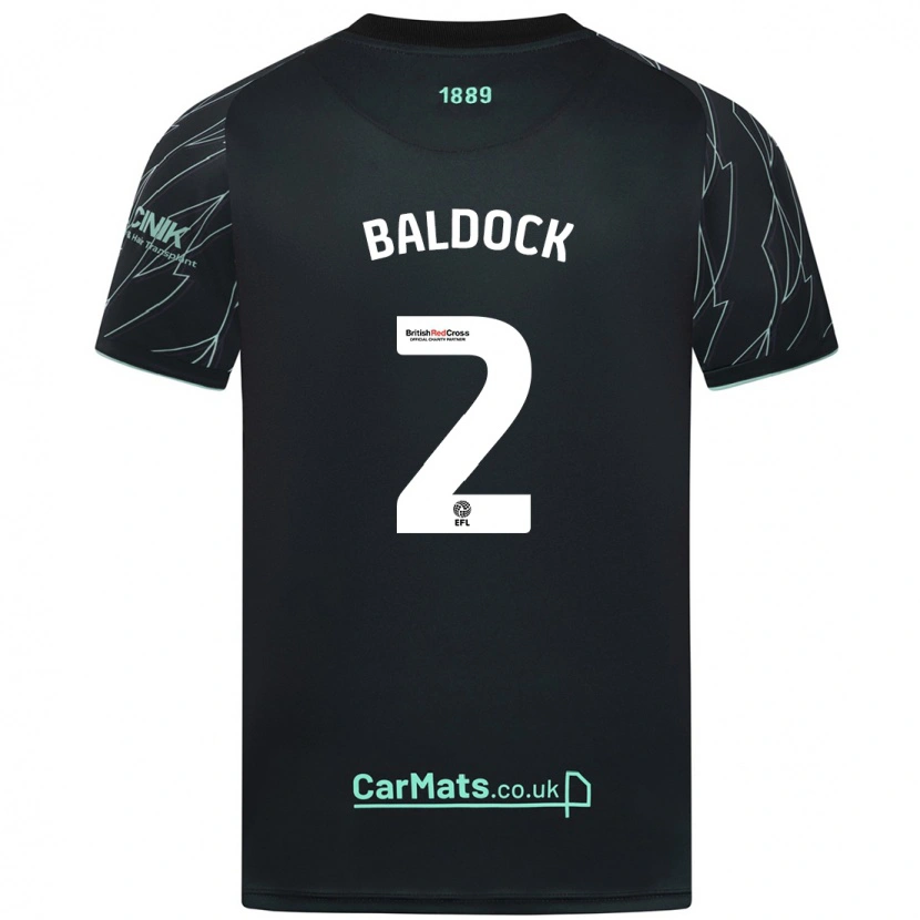 Danxen Hombre Camiseta George Baldock #2 Negro Verde 2ª Equipación 2024/25 La Camisa