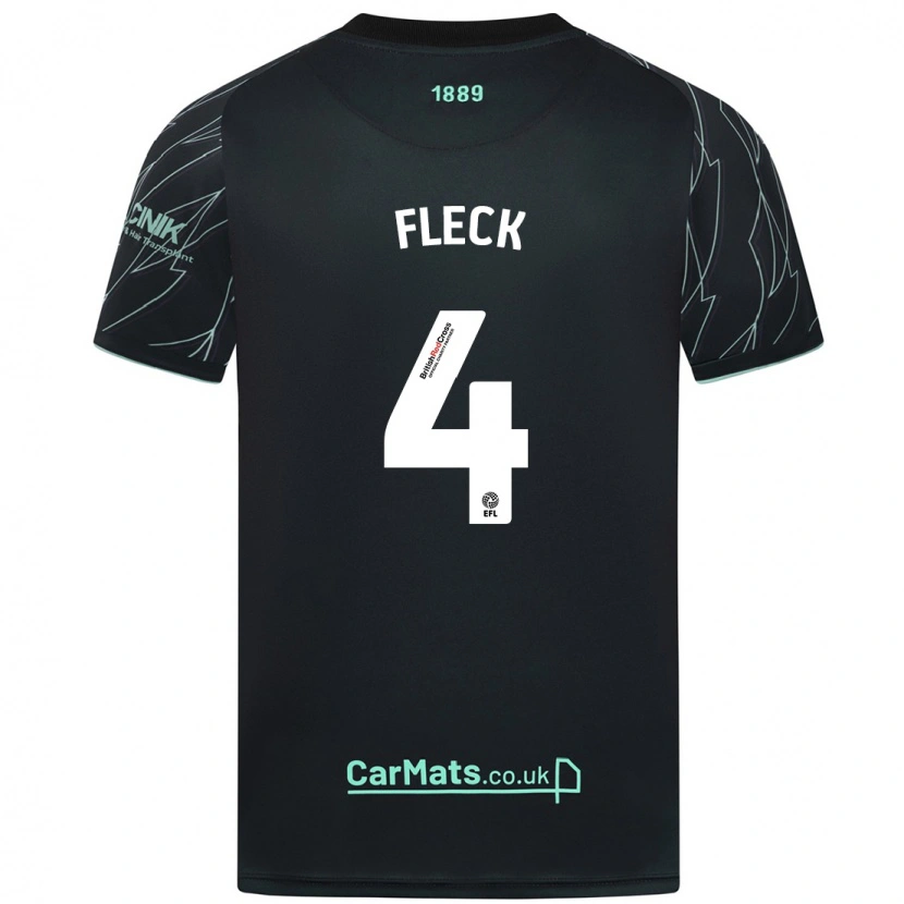 Danxen Hombre Camiseta John Fleck #4 Negro Verde 2ª Equipación 2024/25 La Camisa