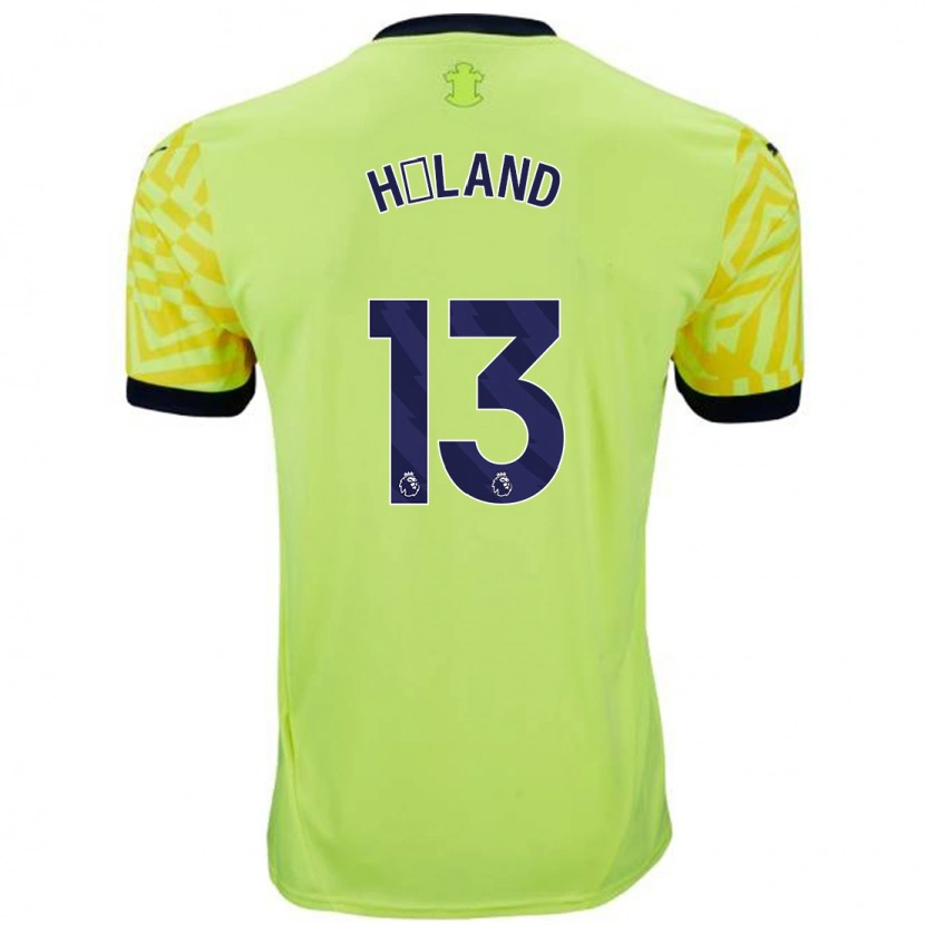 Danxen Hombre Camiseta Benedicte Håland #13 Amarillo 2ª Equipación 2024/25 La Camisa