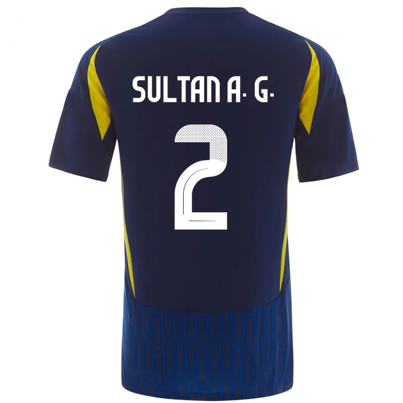 Danxen Hombre Camiseta Sultan Al-Ghannam #2 Azul Amarillo 2ª Equipación 2024/25 La Camisa