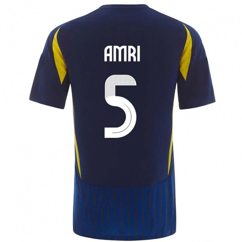 Danxen Hombre Camiseta Abdulelah Al-Amri #5 Azul Amarillo 2ª Equipación 2024/25 La Camisa