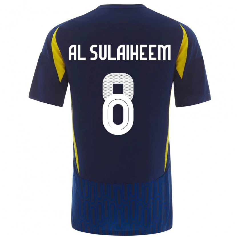 Danxen Hombre Camiseta Abdulmajeed Al-Sulayhim #8 Azul Amarillo 2ª Equipación 2024/25 La Camisa