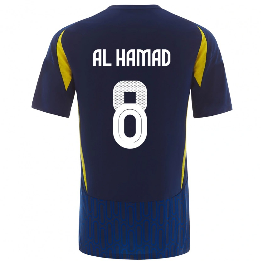 Danxen Hombre Camiseta Sara Al-Hamad #8 Azul Amarillo 2ª Equipación 2024/25 La Camisa