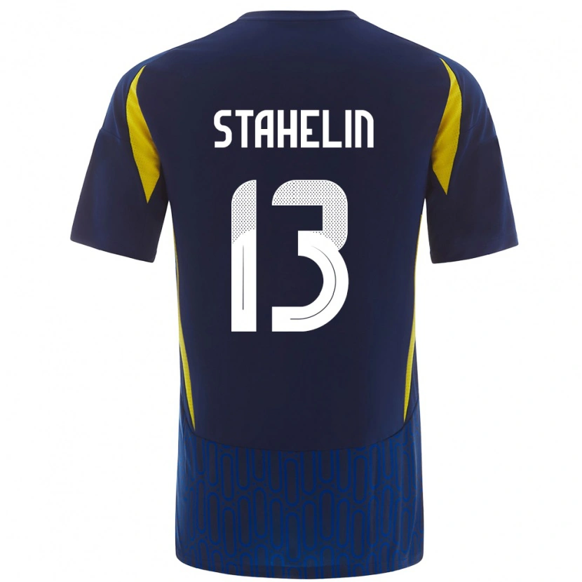 Danxen Hombre Camiseta Izabela Stahelin #13 Azul Amarillo 2ª Equipación 2024/25 La Camisa