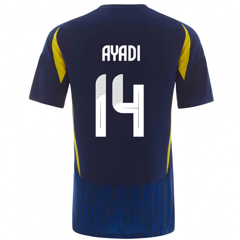 Danxen Hombre Camiseta Ghada Ayadi #14 Azul Amarillo 2ª Equipación 2024/25 La Camisa