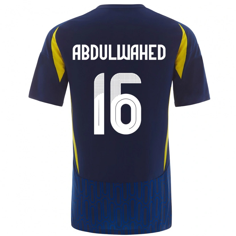 Danxen Hombre Camiseta Ghader Abdulwahed #16 Azul Amarillo 2ª Equipación 2024/25 La Camisa