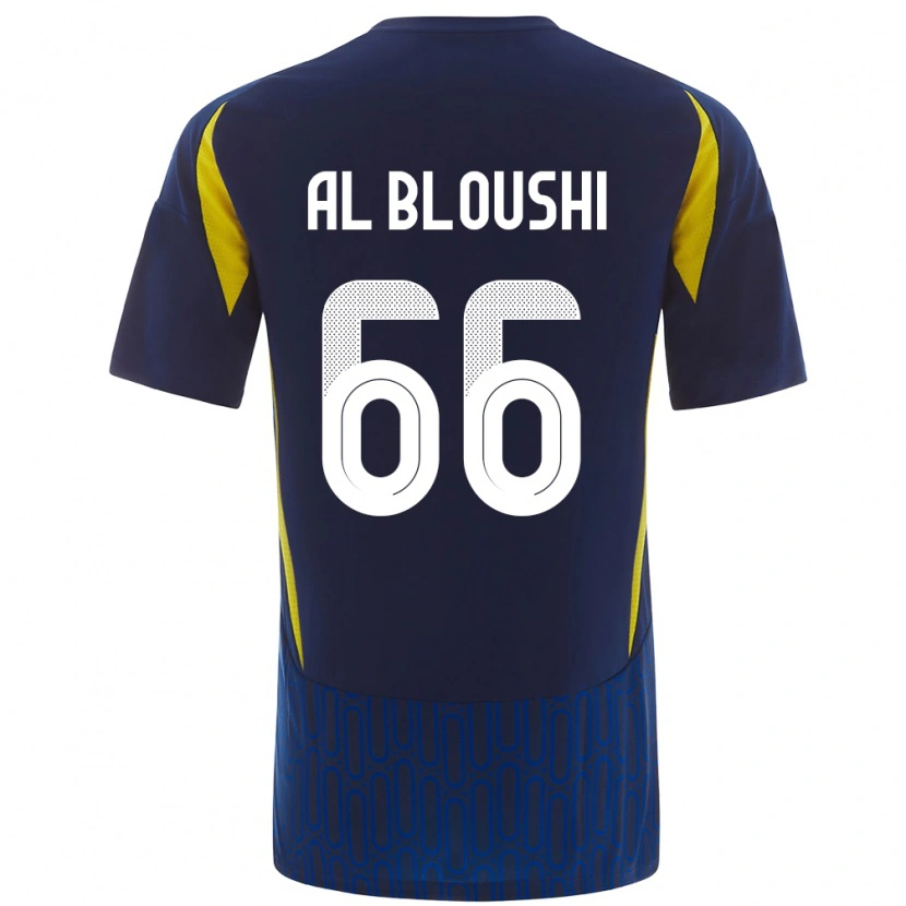 Danxen Hombre Camiseta Reem Al-Bloushi #66 Azul Amarillo 2ª Equipación 2024/25 La Camisa