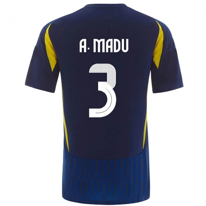 Danxen Hombre Camiseta Abdullah Madu #3 Azul Amarillo 2ª Equipación 2024/25 La Camisa