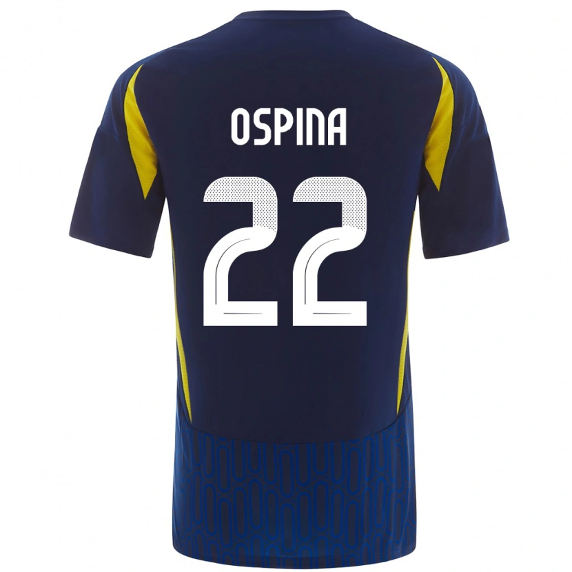 Danxen Hombre Camiseta David Ospina #22 Azul Amarillo 2ª Equipación 2024/25 La Camisa