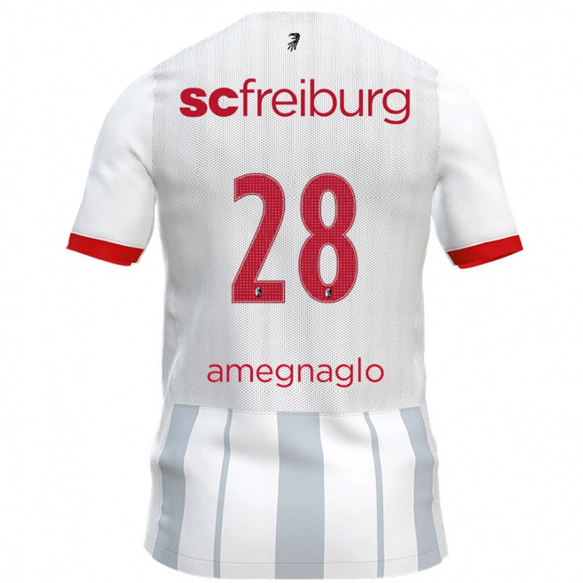 Danxen Hombre Camiseta David Amegnaglo #28 Blanco Gris 2ª Equipación 2024/25 La Camisa