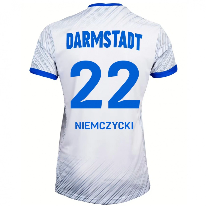 Danxen Hombre Camiseta Karol Niemczycki #22 Blanco Azul 2ª Equipación 2024/25 La Camisa