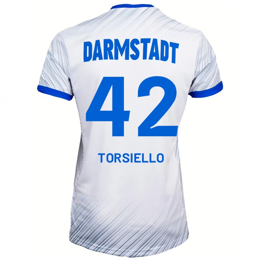 Danxen Hombre Camiseta Fabio Torsiello #42 Blanco Azul 2ª Equipación 2024/25 La Camisa