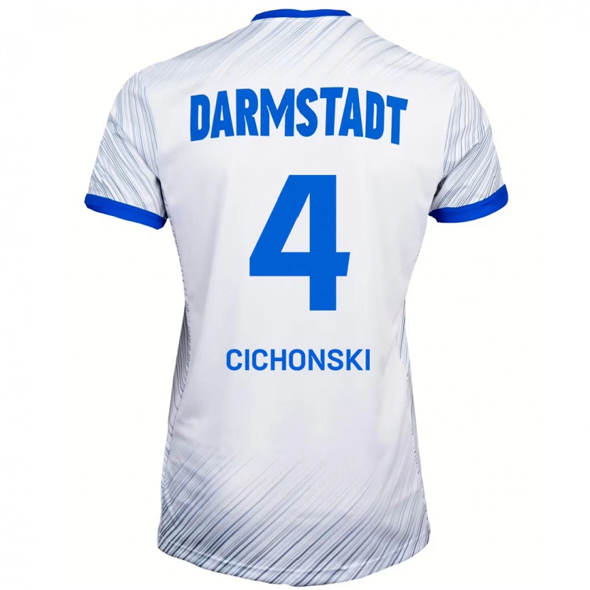 Danxen Hombre Camiseta Florian Cichonski #4 Blanco Azul 2ª Equipación 2024/25 La Camisa