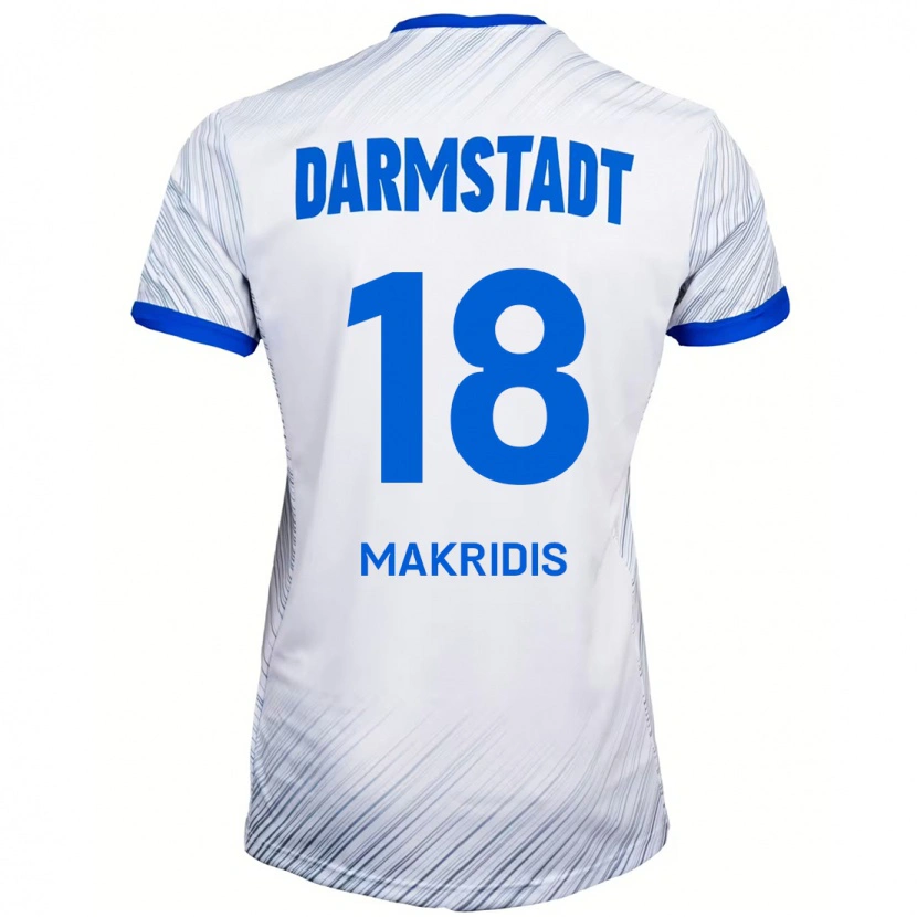 Danxen Hombre Camiseta Georgios Makridis #18 Blanco Azul 2ª Equipación 2024/25 La Camisa