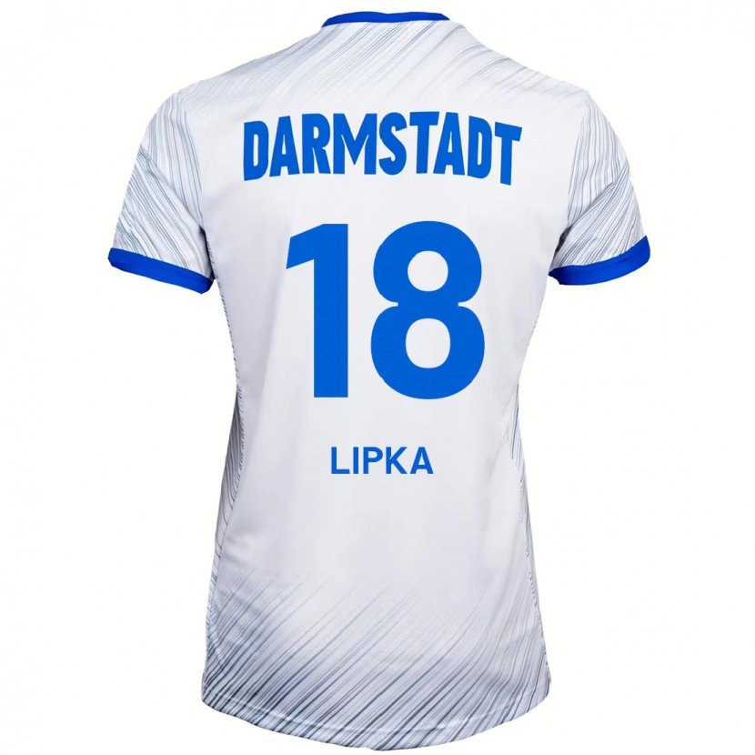 Danxen Hombre Camiseta David Lipka #18 Blanco Azul 2ª Equipación 2024/25 La Camisa