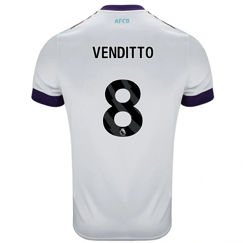 Danxen Hombre Camiseta Olivia Venditto #8 Blanco Verde Púrpura 2ª Equipación 2024/25 La Camisa