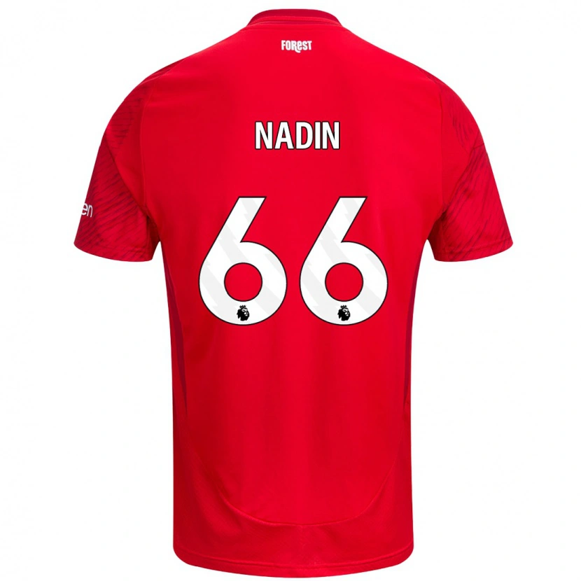 Danxen Mujer Camiseta Jack Nadin #66 Rojo Blanco 1ª Equipación 2024/25 La Camisa