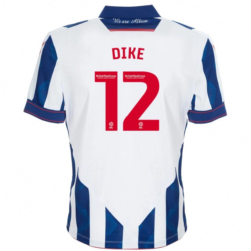 Danxen Mujer Camiseta Daryl Dike #12 Blanco Azul Oscuro 1ª Equipación 2024/25 La Camisa