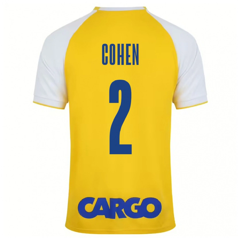 Danxen Mujer Camiseta Avishay Cohen #2 Amarillo Blanco 1ª Equipación 2024/25 La Camisa