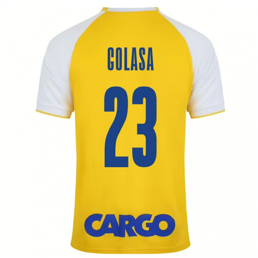 Danxen Mujer Camiseta Eyal Golasa #23 Amarillo Blanco 1ª Equipación 2024/25 La Camisa