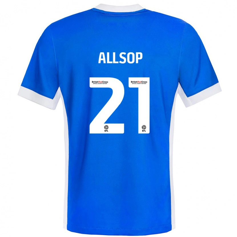 Danxen Mujer Camiseta Ryan Allsop #21 Azul Blanco 1ª Equipación 2024/25 La Camisa