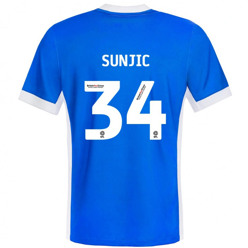 Danxen Mujer Camiseta Ivan Sunjic #34 Azul Blanco 1ª Equipación 2024/25 La Camisa