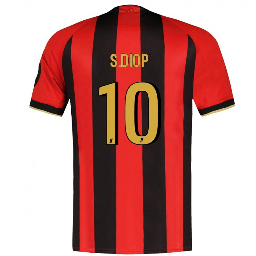 Danxen Mujer Camiseta Sofiane Diop #10 Rojo Negro 1ª Equipación 2024/25 La Camisa