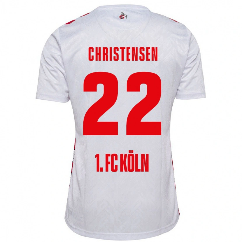 Danxen Mujer Camiseta Jacob Christensen #22 Blanco Rojo 1ª Equipación 2024/25 La Camisa