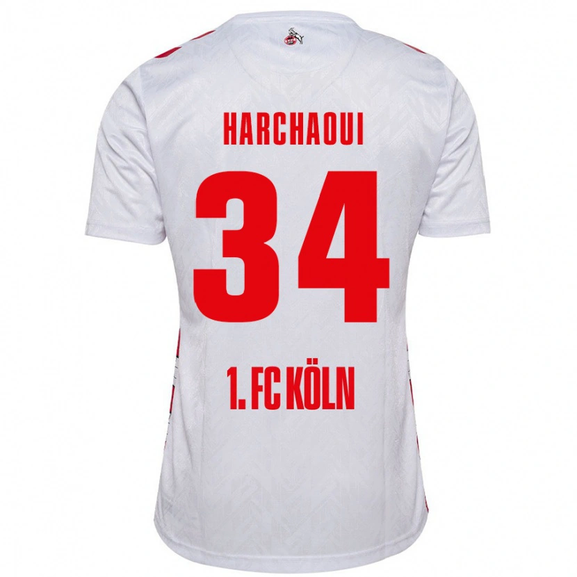 Danxen Mujer Camiseta Fayssal Harchaoui #34 Blanco Rojo 1ª Equipación 2024/25 La Camisa