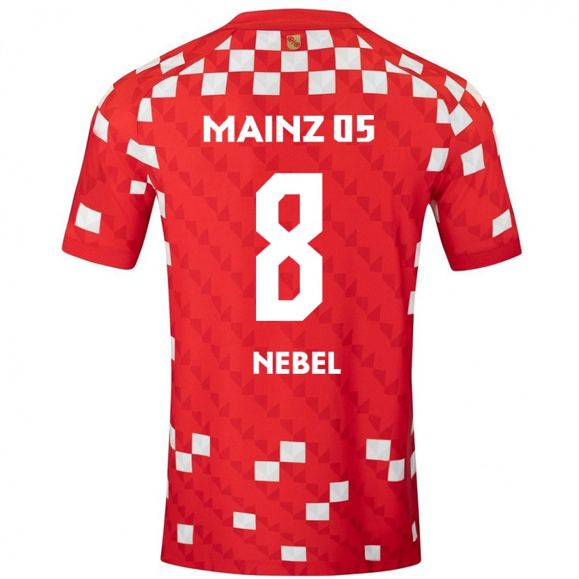 Danxen Mujer Camiseta Paul Nebel #8 Blanco Rojo 1ª Equipación 2024/25 La Camisa