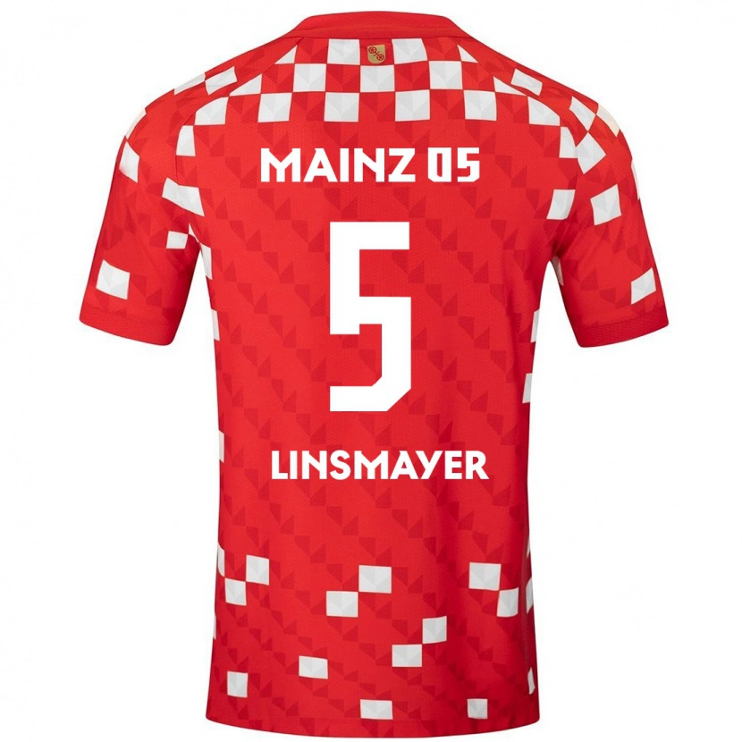 Danxen Mujer Camiseta Denis Linsmayer #5 Blanco Rojo 1ª Equipación 2024/25 La Camisa