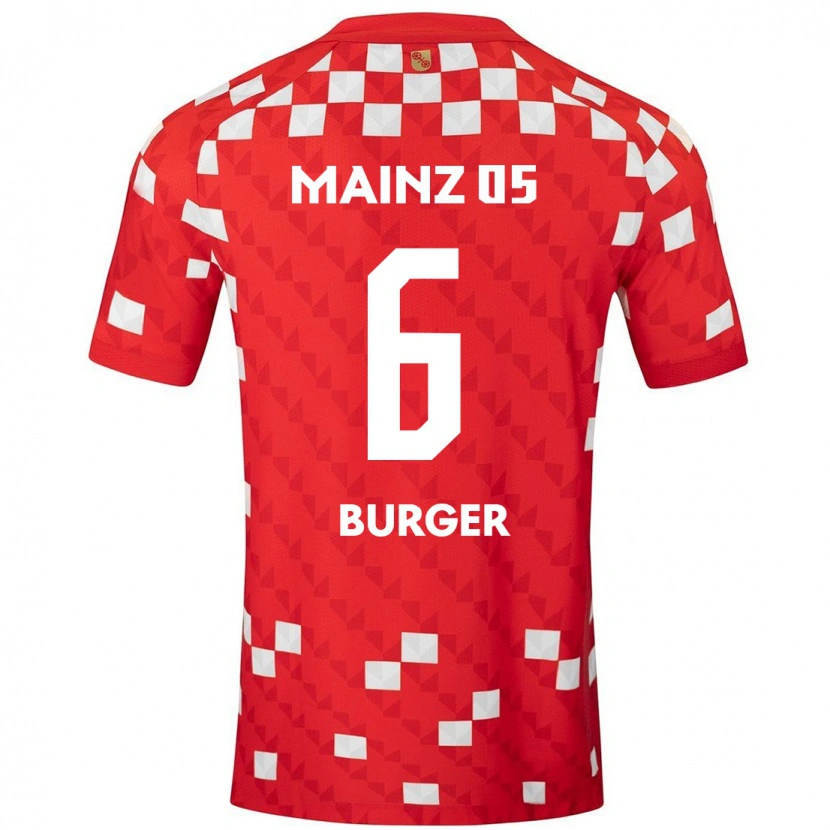 Danxen Mujer Camiseta Korbinian Burger #6 Blanco Rojo 1ª Equipación 2024/25 La Camisa