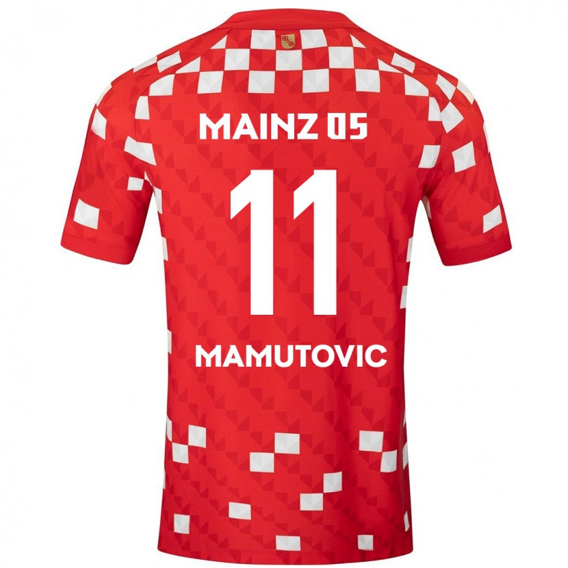 Danxen Mujer Camiseta David Mamutovic #11 Blanco Rojo 1ª Equipación 2024/25 La Camisa