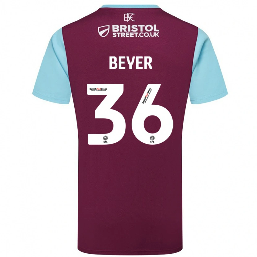 Danxen Mujer Camiseta Jordan Beyer #36 Borgoña Azul Cielo 1ª Equipación 2024/25 La Camisa